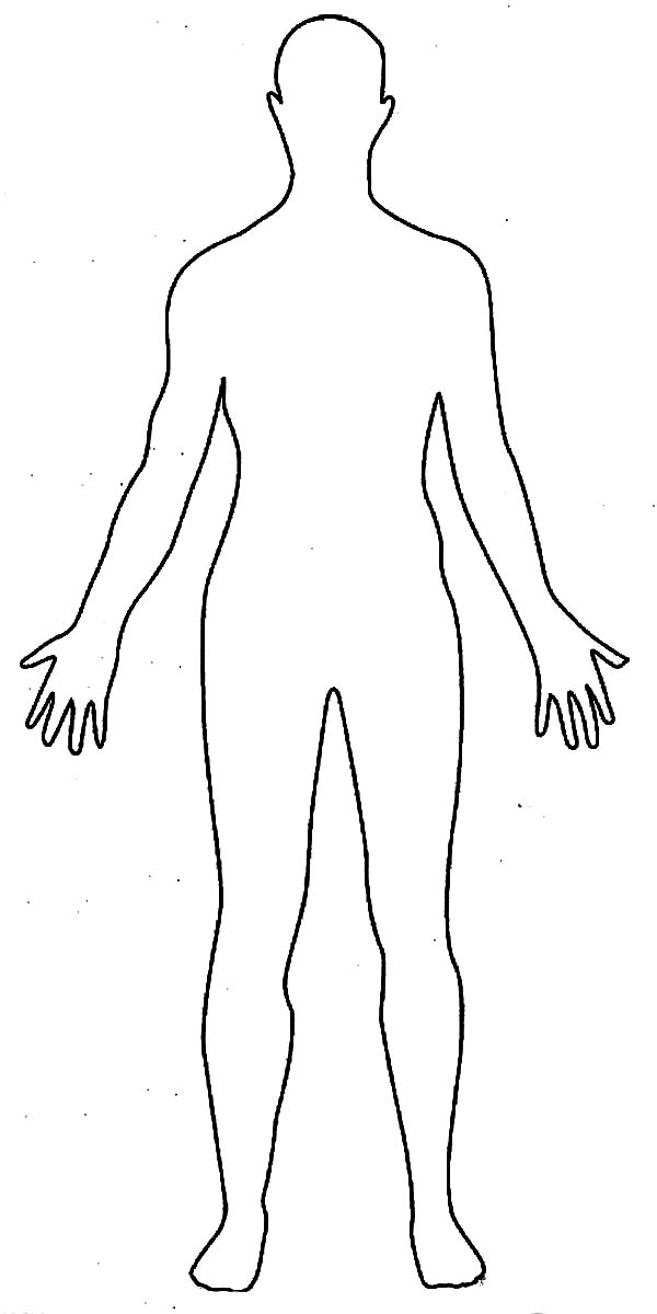 Human Body Outline Drawing Coloring Pages | Coloring Sky